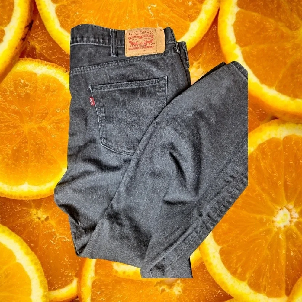 Levi Strauss Co‎ Mens 501 Button Fly Jeans Black Straight Fit Size 44x32